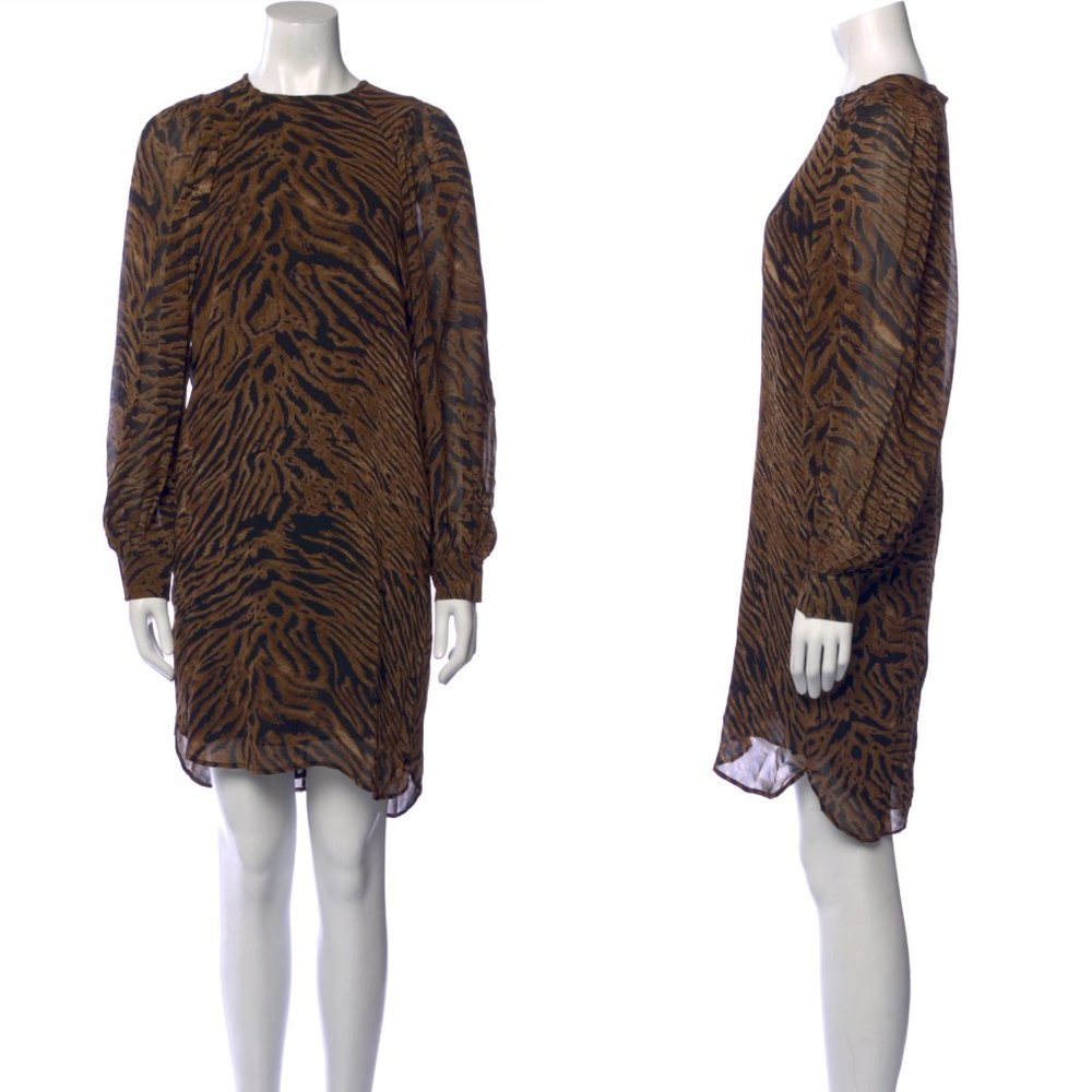GANNI Animal Print Mini Georgette Dress - Picture 15 of 15